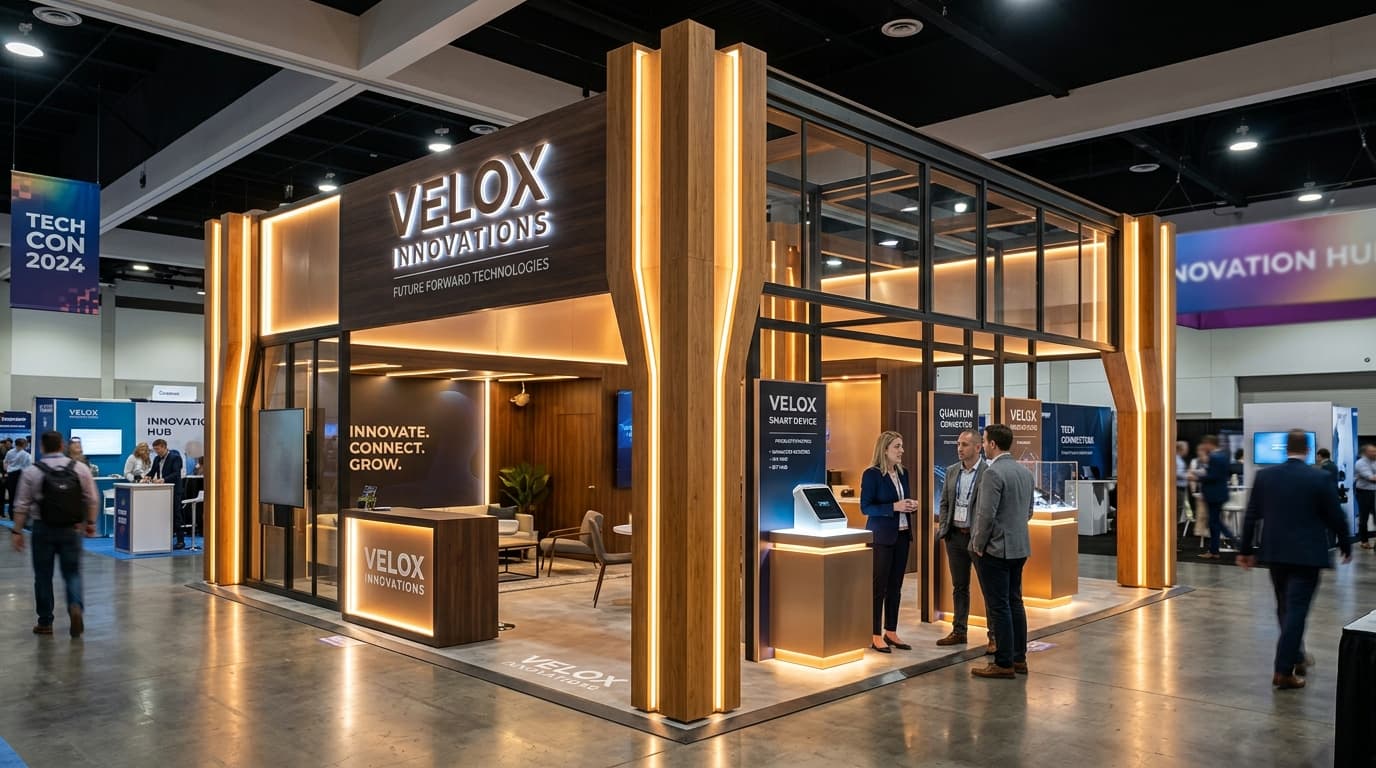 Bespoke Brand Exhibition Pavilion & Illuminated Pillars